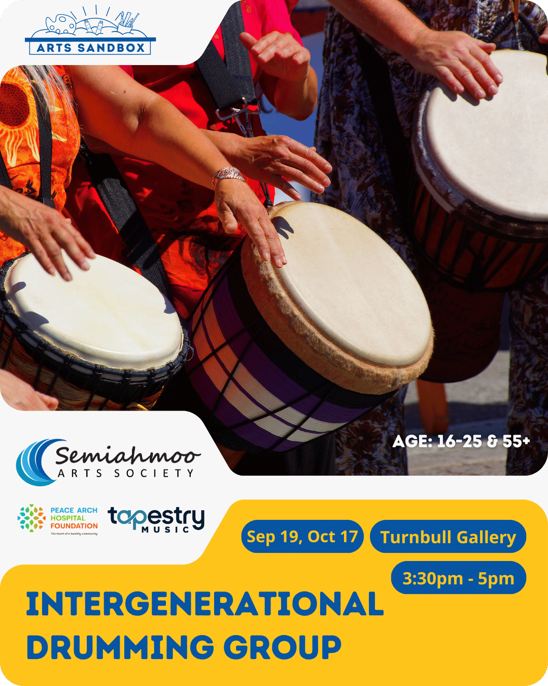 Intergenerational Drumming Group | 16-25 & 55+ | Sep 19, Oct 17